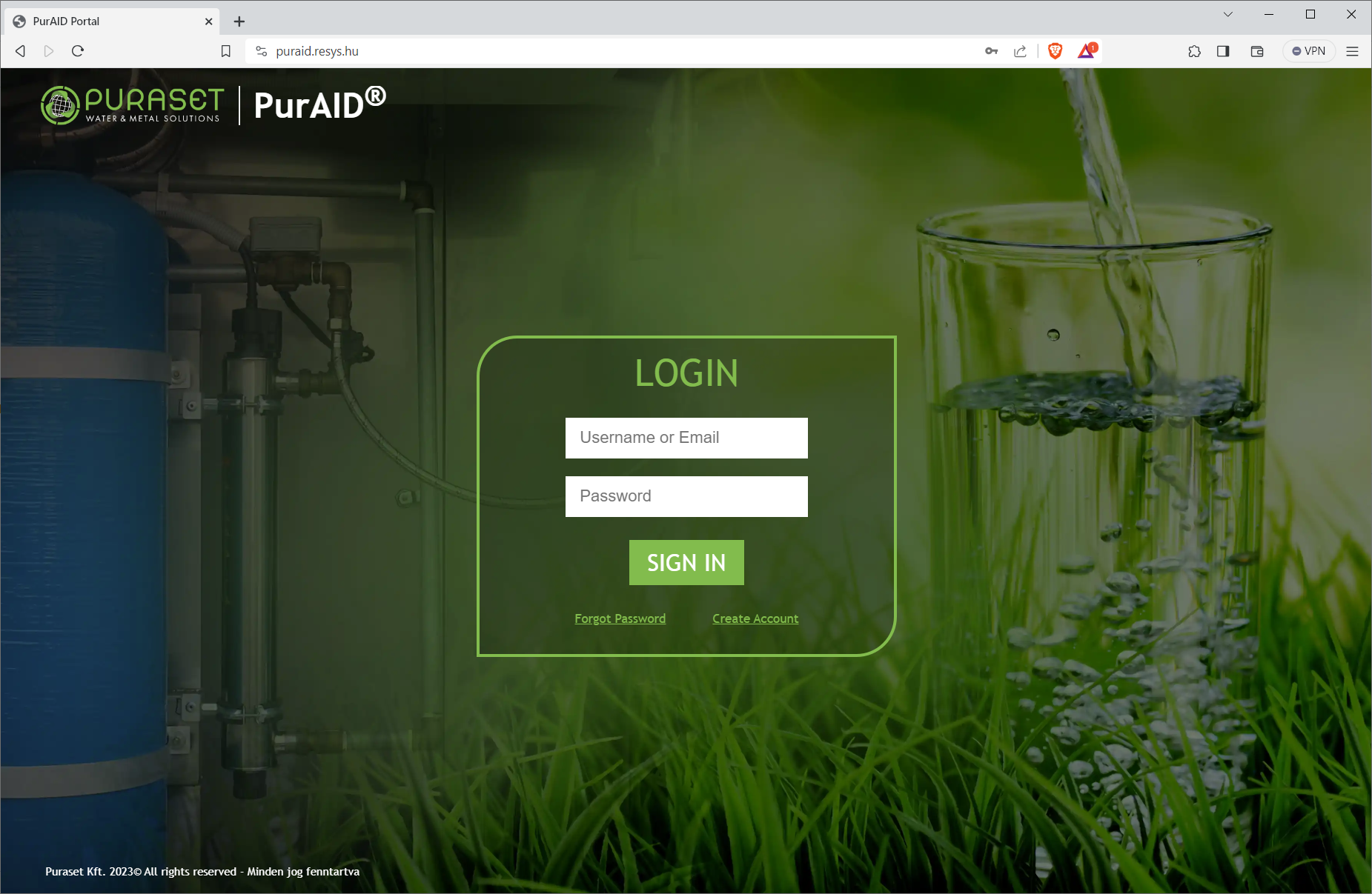 Login page